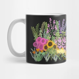 English cottage Garden on Black Background Mug